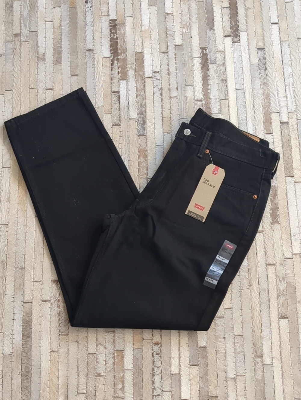 Levi's Men's 36 x 34 550 Relaxed Black Denim Jeans NWT
